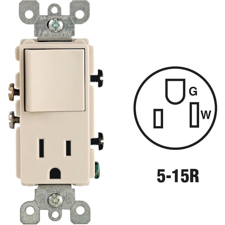 Leviton Light Almond 15A Switch & Outlet S06-05625-OTS